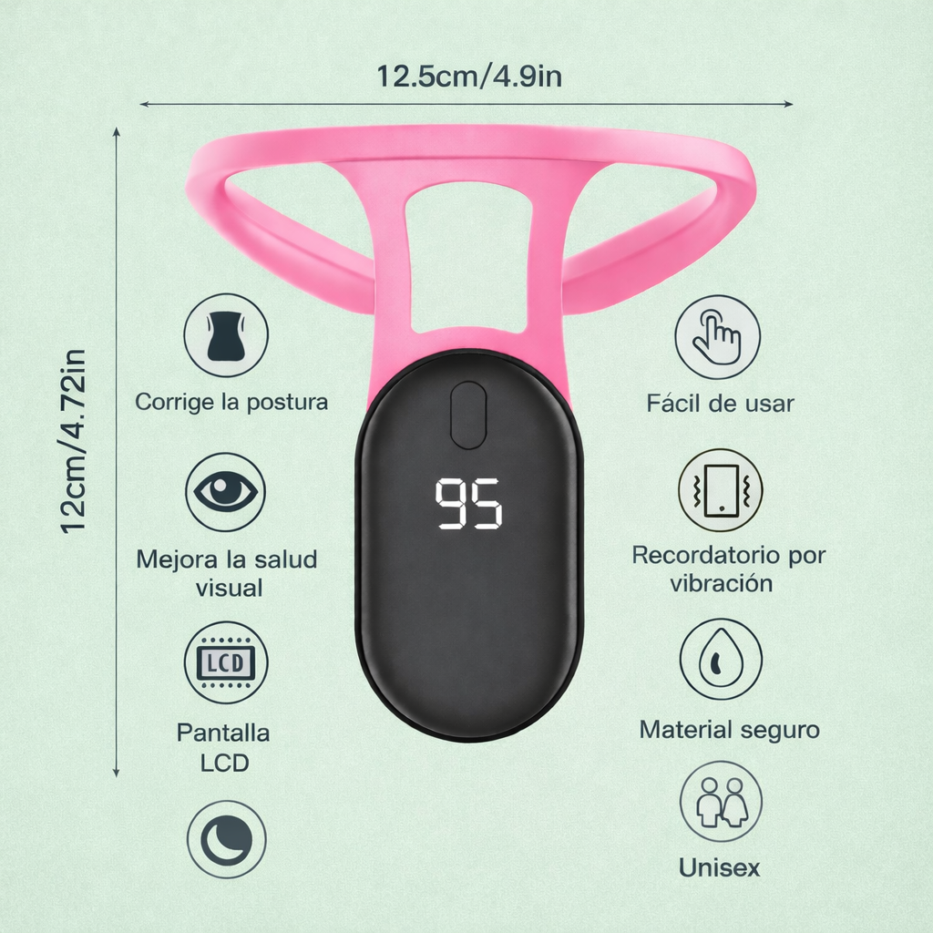 Posturexio™ Corrector de Postura Inteligente con Vibración y Pantalla LCD
